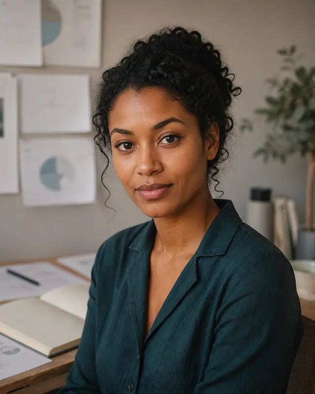 Portrait of Samira Cole in a thoughtful research workspace.