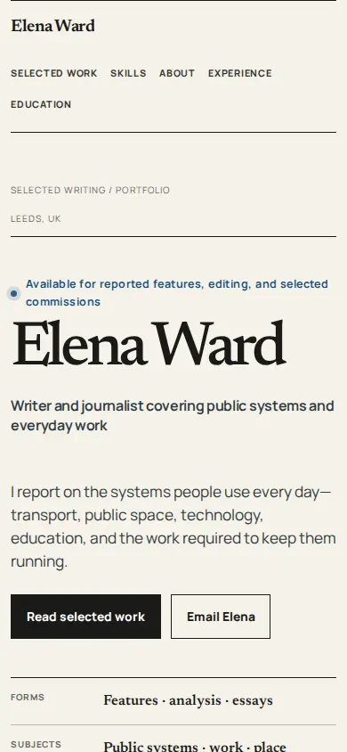 Byline portfolio on a phone